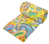 Indian Yellow Paisley Print Boho Fabric – 100% Cotton Cloth by 5 Yards for Curtains & Dressmaking